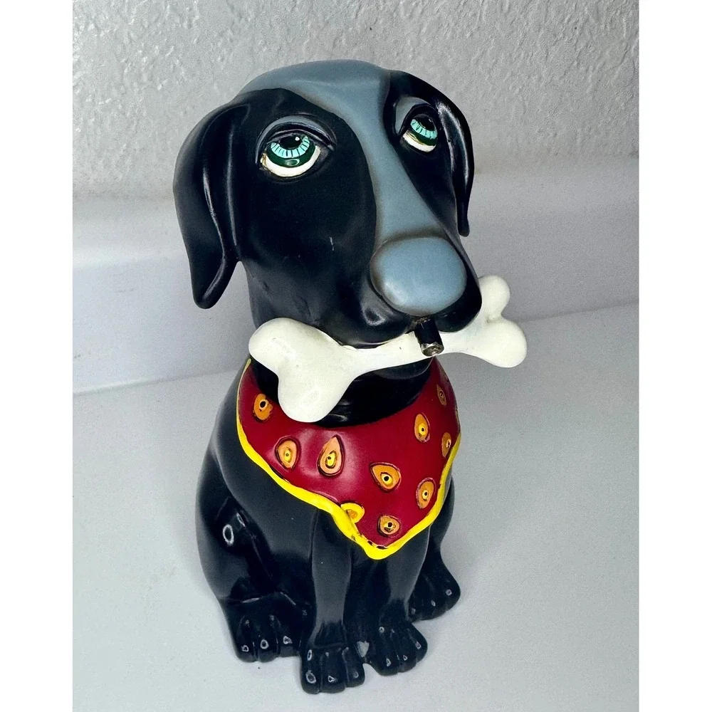 Allen Designs Studio Collection Black Dog Bone 7.5in Soap Dispenser Rare Retired